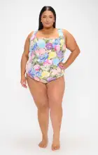 Miramar Beach One Piece ~ Flower Shop Rib Scrunch(XS)