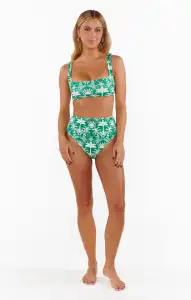 Waikiki Top ~ Tiki Palms Contour Scrunch(XS)