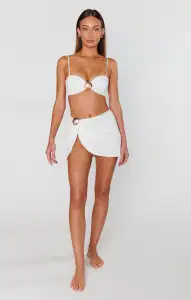 Cyprus Mini Sarong ~ White with Gold Seashell(XS/S)