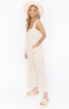 Run Around Jumpsuit ~ Beige Everyday Stripe(XS)