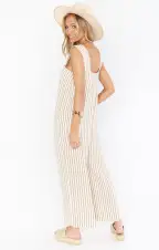 Run Around Jumpsuit ~ Beige Everyday Stripe(XS)