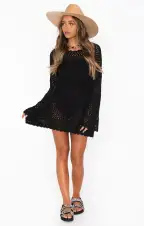 Paula Pullover ~ Black Crochet(XS)