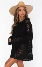 Paula Pullover ~ Black Crochet(XS)