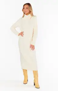 Montreal Midi Dress ~ Cream Cable Knit(XS)