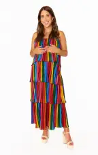 Lana Midi Dress ~ Rainbow Parade Pleat(XS)
