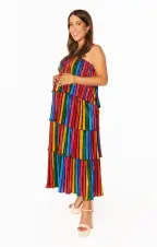 Lana Midi Dress ~ Rainbow Parade Pleat(XS)