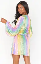 Wear Me Out Dress ~ Rainbow Stripe Sequins(XS)