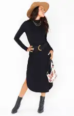 Sutton Midi Dress ~ Black Rib Knit(XS)