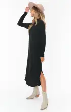 Sutton Midi Dress ~ Black Rib Knit(XS)