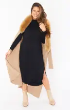 Sutton Midi Dress ~ Black Rib Knit(XS)