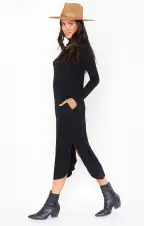 Sutton Midi Dress ~ Black Rib Knit(XS)