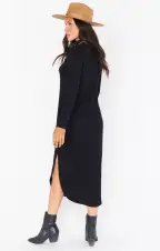 Sutton Midi Dress ~ Black Rib Knit(XS)