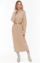 Montreal Midi Dress ~ Taupe Cable Knit(XS)