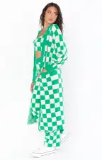 Out and About Cardi ~ Kelly Green Checker Knit(XS)