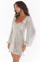 Aniston Mini Dress ~ Platinum Sequins(XS)