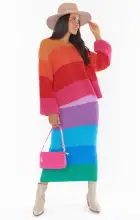 Pippa Sweater Skirt ~ Sunset Stripe Knit(XS)