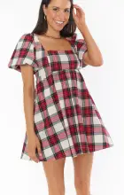Smitten Babydoll Dress ~ Winter Plaid(XS)