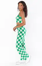 Zermatt Sweater Pant ~ Kelly Green Checker Knit(XS)