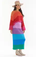 Pippa Sweater Skirt ~ Sunset Stripe Knit(XS)