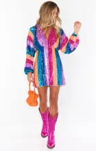 Kidman Mini Dress ~ Neon Stripe Sequins(XS)