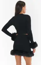 Fran Mini Skirt ~ Black Knit with Faux Fur(XS)