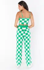 Zermatt Sweater Pant ~ Kelly Green Checker Knit(XS)