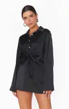 All Night Skort ~ Black Luxe Satin(XS)