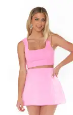 All Night Skort ~ Pink Luxe Satin(XS)