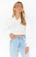 Count On Me Collared Top ~ White Poplin(XS)