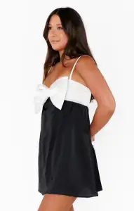 Best Bow Dress ~ Colorblock Black Luxe Satin(XS)