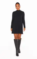 Tammy Turtleneck Dress ~ Winter Rib Black(XS)