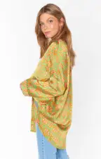 Johns Button Down Shirt ~ Palm Deco(XS)