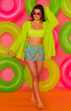 Mary Mini Skirt ~ Neon Tropics Contour Scrunch(XS)