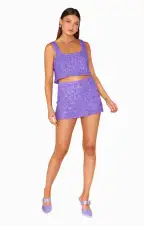 Tara Crop Top ~ Violet Sequins(XS)