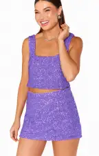 Tara Crop Top ~ Violet Sequins