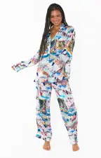 Classic PJ Set ~ Ski Postcard Silky(XS)