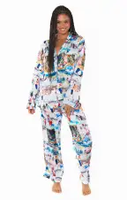 Classic PJ Set ~ Ski Postcard Silky(XS)