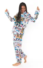 Classic PJ Set ~ Ski Postcard Silky(XS)