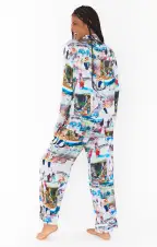 Classic PJ Set ~ Ski Postcard Silky(XS)