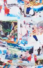 Classic PJ Set ~ Ski Postcard Silky(XS)