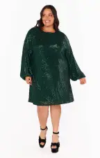 Sure Thing Mini Dress ~ Emerald Sequins(XS)