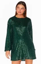 Sure Thing Mini Dress ~ Emerald Sequins(XS)