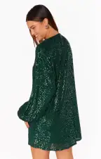 Sure Thing Mini Dress ~ Emerald Sequins(XS)
