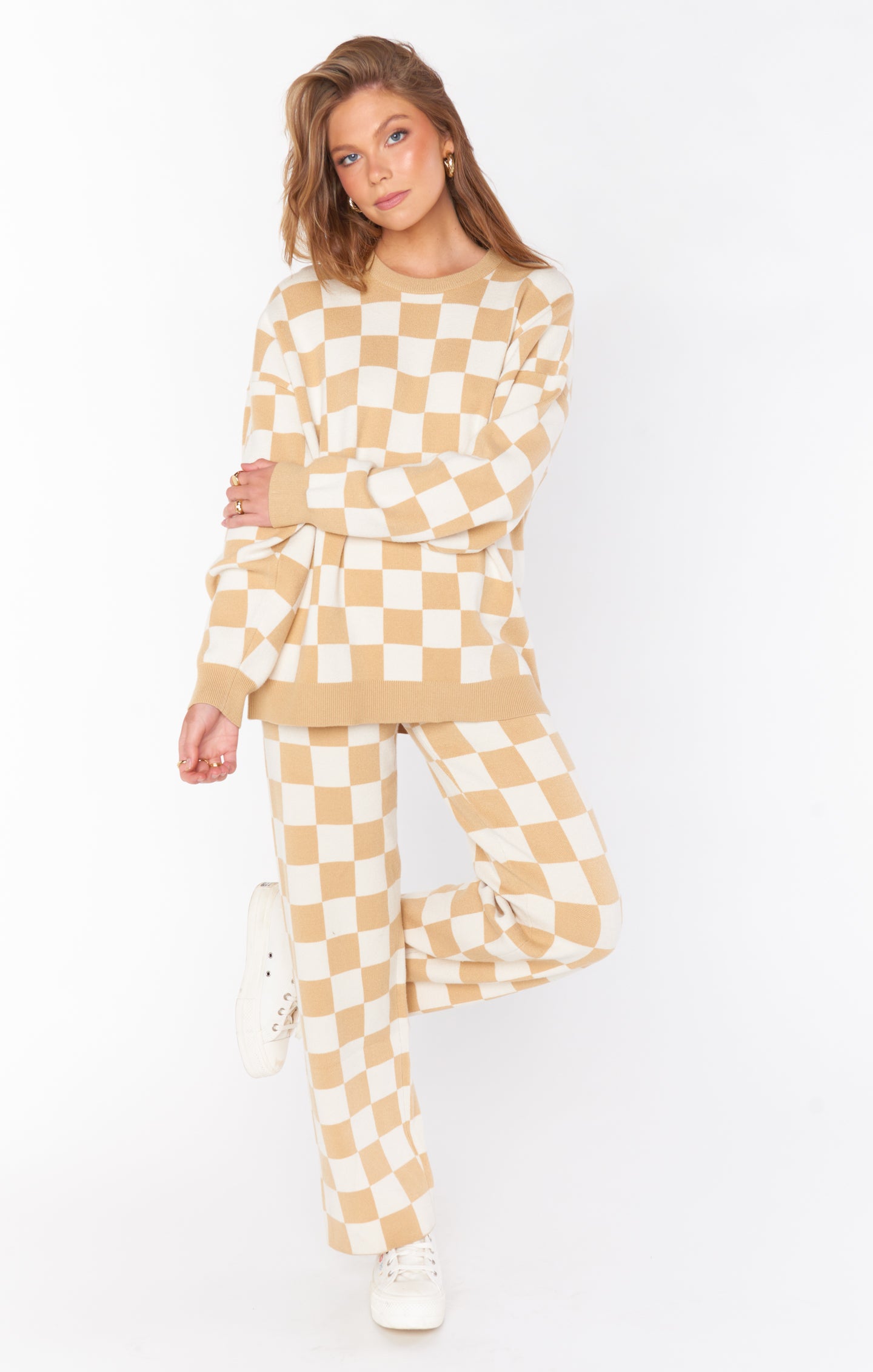 Scout Sweater ~ Tan Checker Knit(XS)