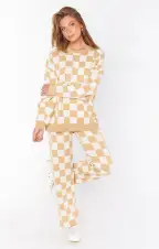 Zermatt Sweater Pant ~ Tan Checker Knit