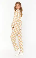 Zermatt Sweater Pant ~ Tan Checker Knit(XS)