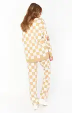 Zermatt Sweater Pant ~ Tan Checker Knit(XS)