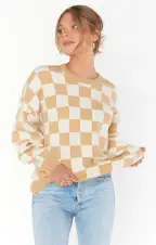 Scout Sweater ~ Tan Checker Knit(XS)