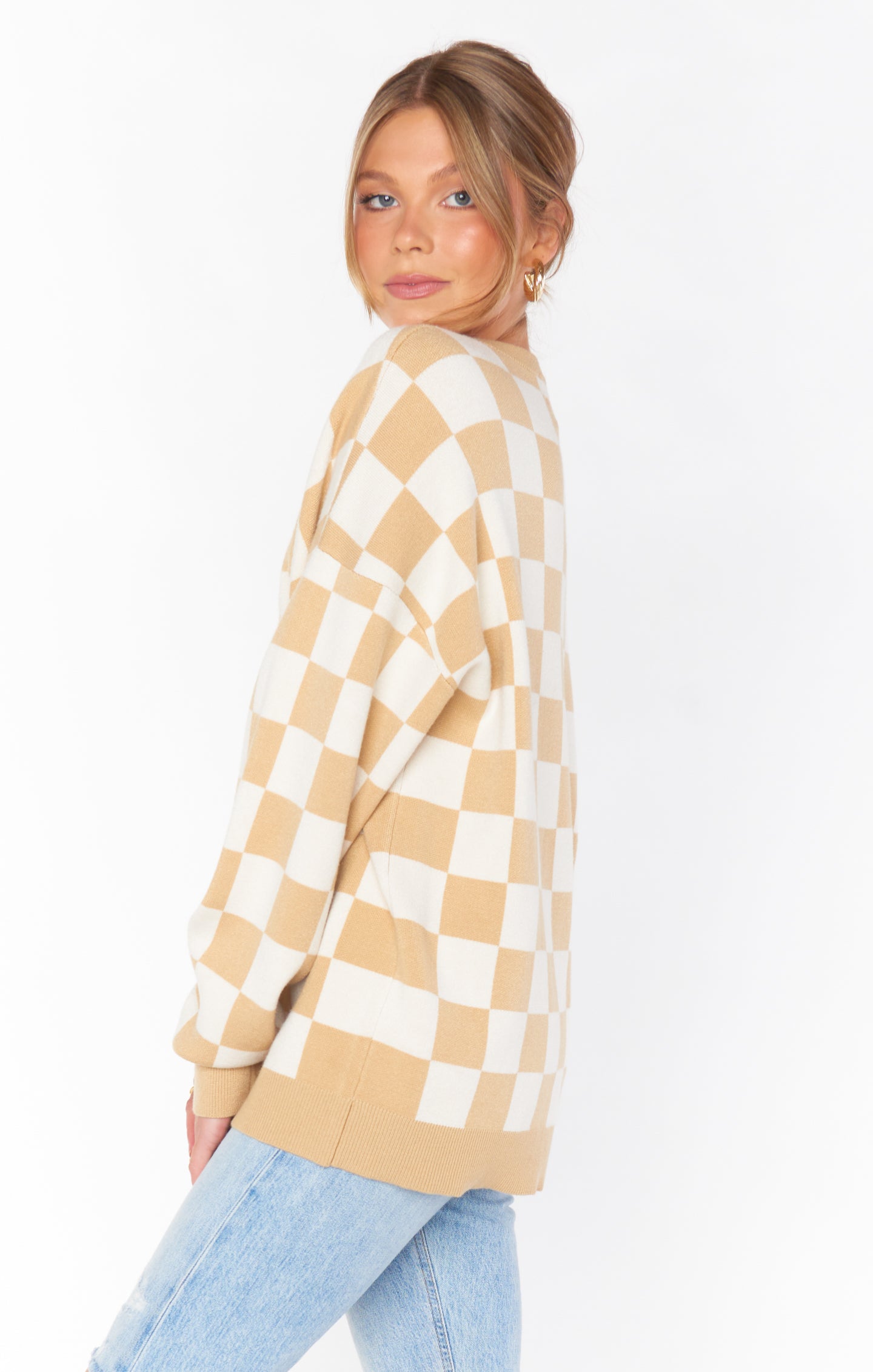 Scout Sweater ~ Tan Checker Knit(XS)