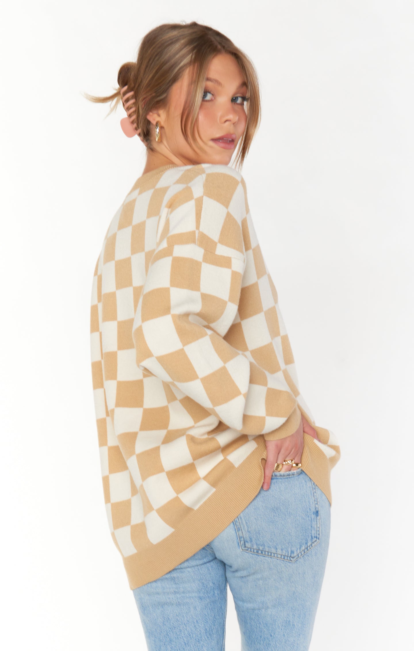 Scout Sweater ~ Tan Checker Knit(XS)